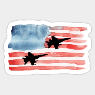 planes square with american flag Sticker